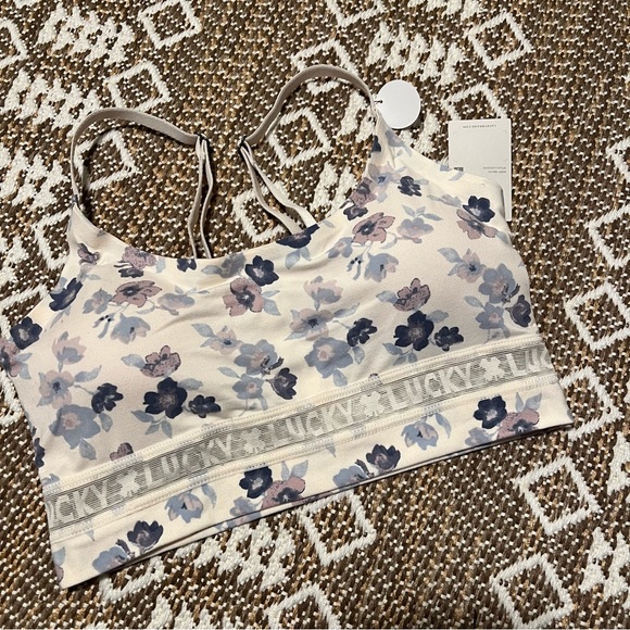 NWT LUCKY BRAND Small Bralette Floral no Wire Super Soft Bra - Picture 1 of 4